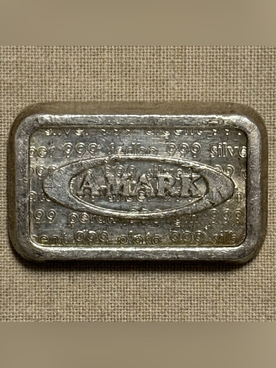 Other - 1980 USVI A-Mark Chunky Brick Vintage 1 oz Silver Art Bar, Type 1 Oval Logo